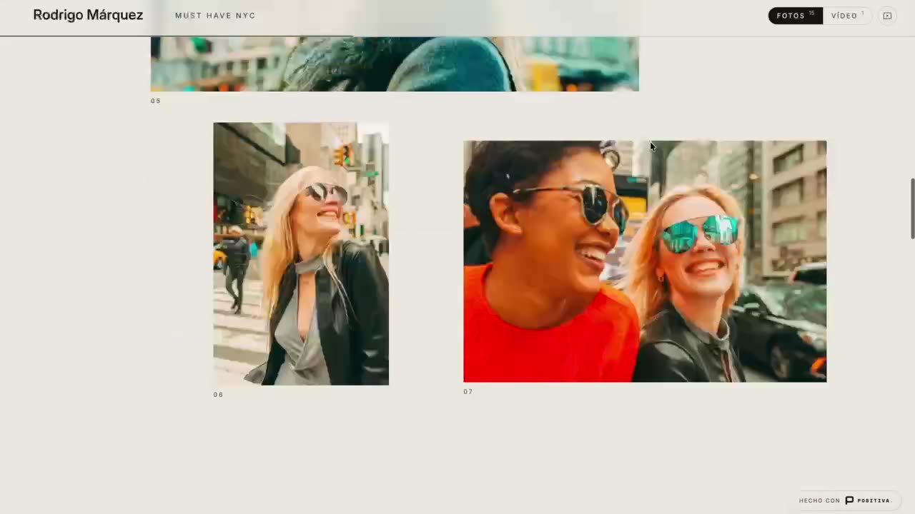 La rejilla de fotos de una galería real, con las pestañas Fotos y Vídeo en la cabecera