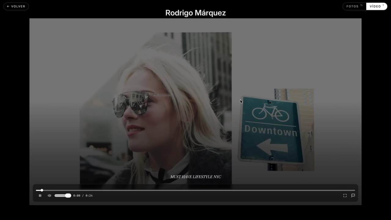 Un vídeo reproduciéndose dentro de la misma galería
