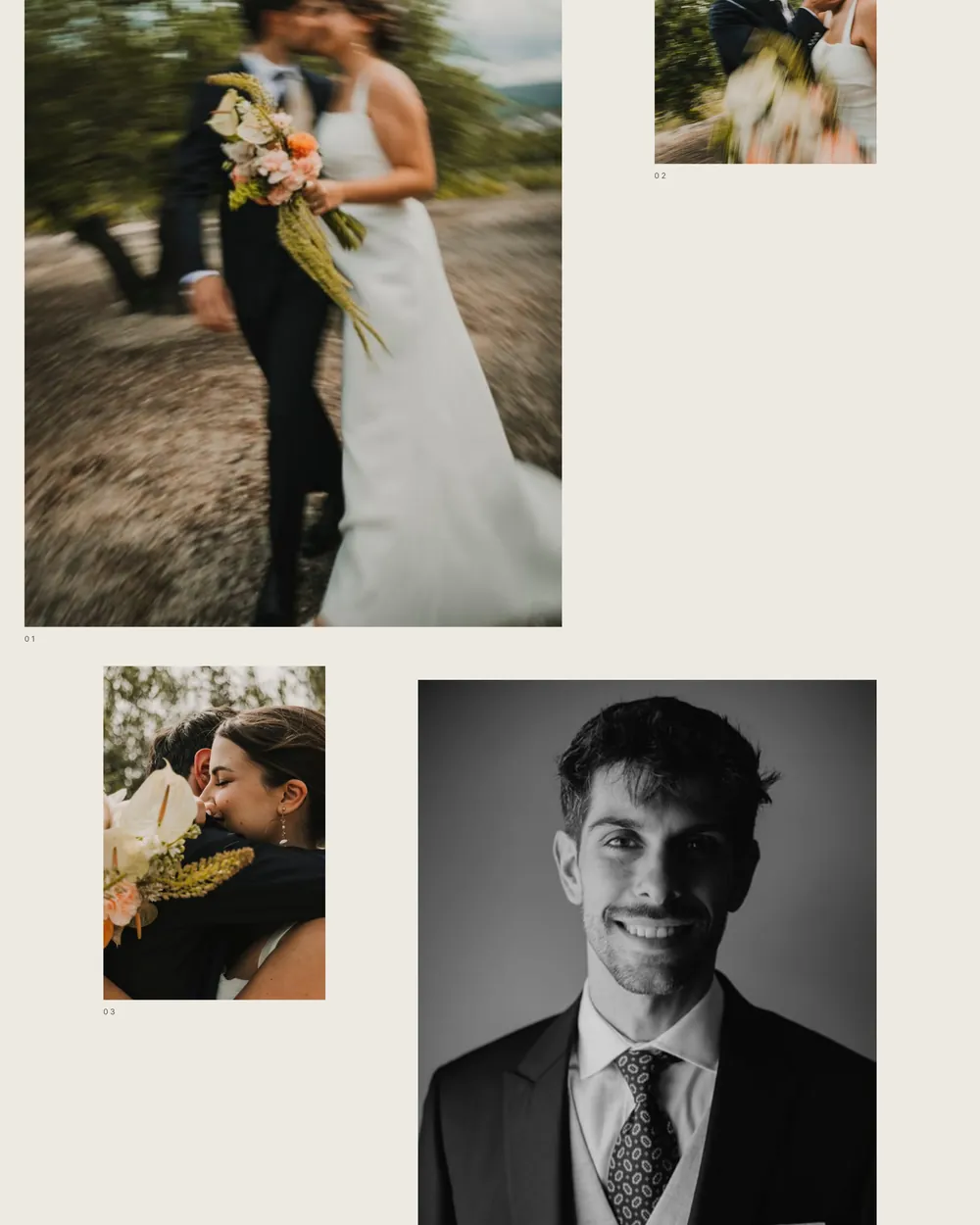 Cuadrícula editorial de una galería de boda en Positiva
