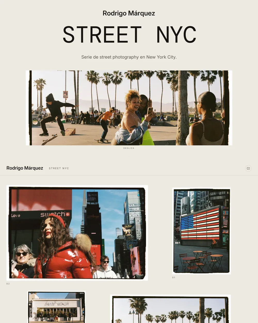 Cover of a real client gallery with the studio name at the top and the Street NYC series