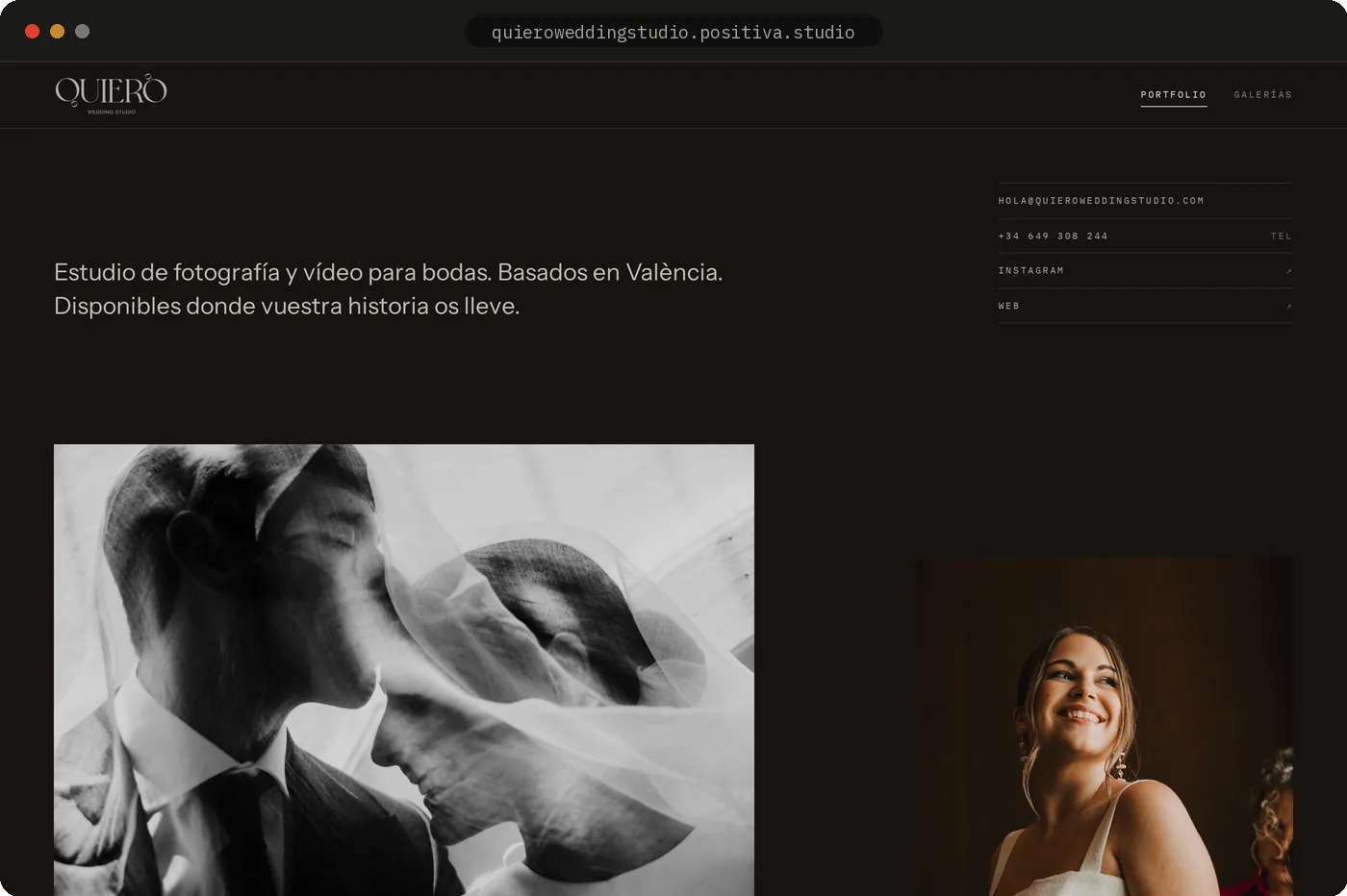 Portfolio website of a wedding studio
